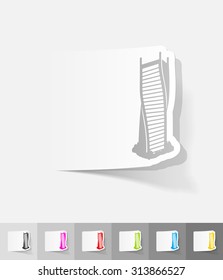 Twisted modern building in Dubai paper sticker with shadow. Vector illustration