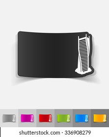 Twisted modern building in Dubai paper sticker with shadow. Vector illustration
