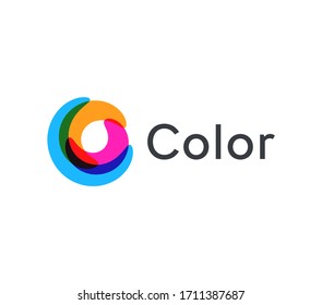 Twisted multi-colored circle vector icon, abstract wheel on a white background, colored round logo template, universal colorful sign, unusual letter O with overlay effect