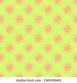 Twisted orange patterns on yellow background. Seamless pattern. Graphic vector.