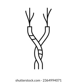 twisted pair cable line icon vector. twisted pair cable sign. isolated contour symbol black illustration