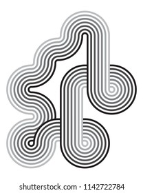 Twisted parallel striped gray lines on a white background