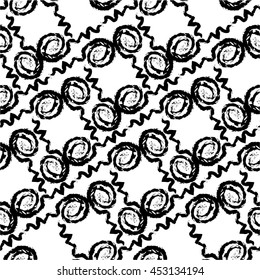 Twisted pattern, scribble, spiral, mesh, seamless vector background.