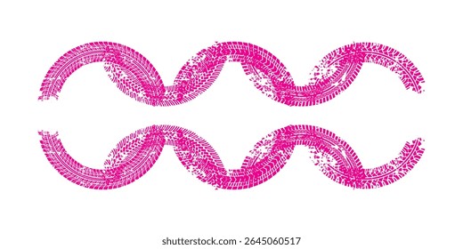 Twisted ping ink vector line pack. Hand drawn long and rounded brush strokes, highlighted text, frames, circles. Asian calligraphy.