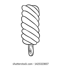 Twisted popsicle hand drawn lineart icon. Cute ice cream