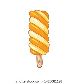Twisted popsicle hand drawn lineart icon. Cute ice cream