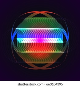 Twisted rainbow element on black background