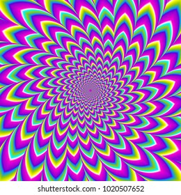 Twisted rainbow flower. Motion illusion.