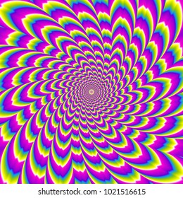 Twisted rainbow flower. Motion illusion.