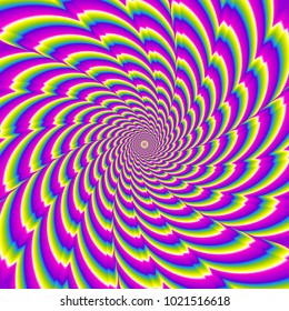 Twisted rainbow flower. Spin illusion.