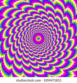 Twisted rainbow flower. Spin illusion.
