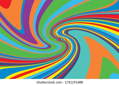Twisted rainbow pattern. Swirling dynamic background. Vector illustration for cards, covers, wallpapers, banners.