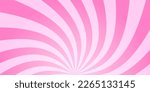 Twisted rays of rosy sunset. Vortex pinwheel pattern. Pink circus, carnival or festival background. Strawberry bubble gum, sweet lollipop candy, ice cream texture. Vector cartoon illustration