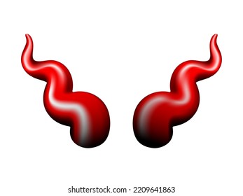 Twisted red and black Halloween Devil Horns . Satan demon accessories. Vector illustration isolated on white illustration.