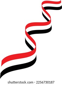 A twisted ribbon carrying the Egyptian flag in its three colors, red, white and black