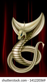 twisted rings cobra with the opened hood on a dark background