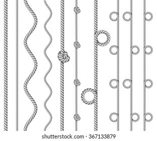 Twisted rope border set, isolated on white 