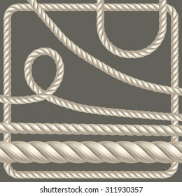 Twisted rope of different shapes. Vector EPS 10