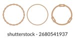 Twisted rope frame. Rounded frame made from marine ropes. Rope borders in nautical style.