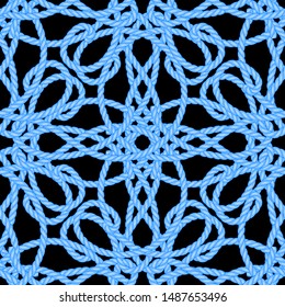 Twisted ropes vector seamless pattern. Colorful intricacy stringes background. Repeat decorative cords backdrop. Intricate ropes ornaments. Ornate abstract textured design for fabric, prints, decor.