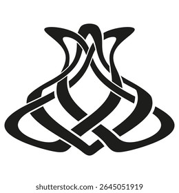 Twisted shape icon. Interwoven loop vector. Abstract crossing form. Black white figure.