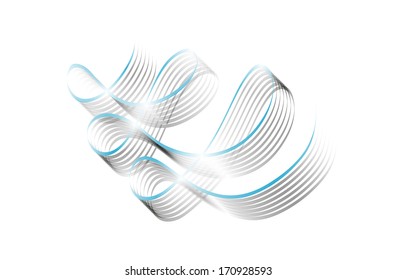 twisted shining ribbons with different colors on white background