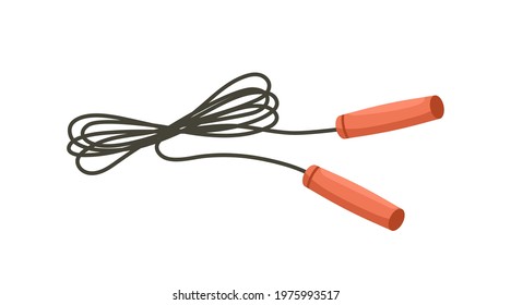 Twisted skipping or jump rope with handles for fitness, cardio exercises, working out and training. Colored flat vector illustration isolated on white background