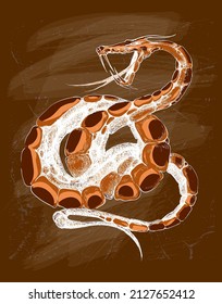 Twisted snake art vector illustration, suitable for tattoo design, hand drawn graphic snake sketch with textured backdrop