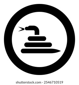 Twisted snake icon in circle round black color vector illustration image solid outline style