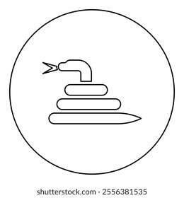Twisted snake icon in circle round black color vector illustration image outline contour line thin style