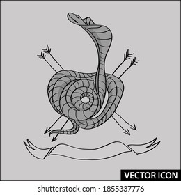 Twisted snake sign for a club, vector.