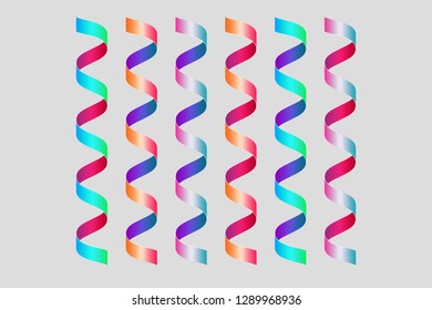 Twisted spiral colored ribbons. Decoration elements