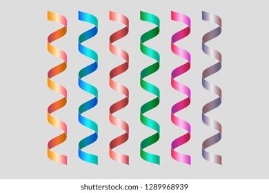 Twisted spiral colored ribbons. Decoration elements