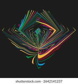 Twisted square icon. Neon geometric shape. Abstract vector design. Colorful corner figure.