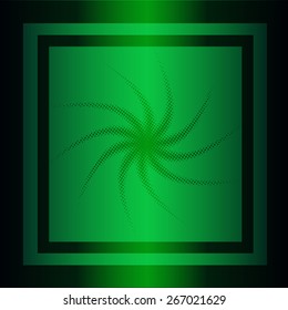 Twisted star with halftone effect on green abstract background