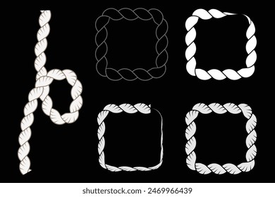Twisted and straight rope set. Vector design elements. Rope Vector. Rope Design.