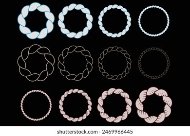 Twisted and straight rope set. Vector design elements. Rope Vector. Rope Design.