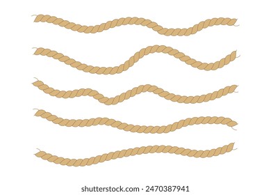 Twisted and straight rope set. Vector design elements
