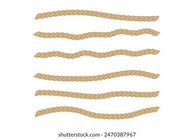 Twisted and straight rope set. Vector design elements