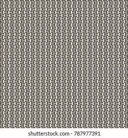 Twisted streaks, repeated and reversed signs arranged on vertical rows. Woolen fabric in brown and white. Abstract vector.