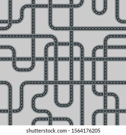 Twisted street and road seamless pattern vector isolated on background.