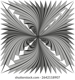 Twisted stripe form. Spiral wave icon. Radial curve shape. Vector abstract design.