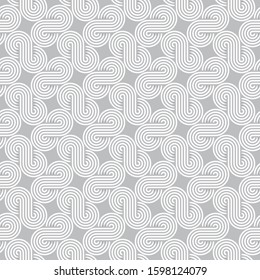 Twisted striped lines vector seamless pattern. Light gray neutral tileable background.