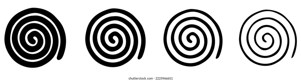 Twisted swirl elements. Set of simple spirals. Abstract graphic elements. Vector illustration