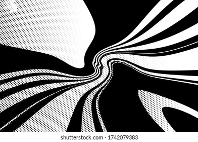 Twisted, swirling lines, stripes. Dynamic style. Digital image with a psychedelic stripes. Abstract explosion, motion lines from the middle, radiating sharp