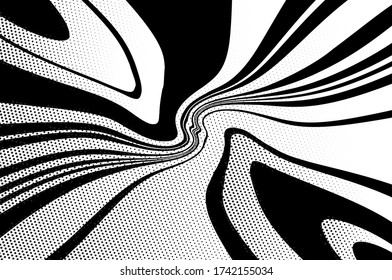 Twisted, swirling lines, stripes. Dynamic style. Digital image with a psychedelic stripes. Abstract explosion, motion lines from the middle, radiating sharp