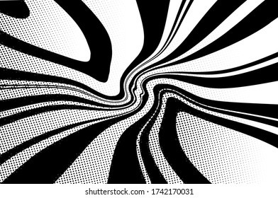 Twisted, swirling lines, stripes. Dynamic style. Digital image with a psychedelic stripes. Abstract explosion, motion lines from the middle, radiating sharp