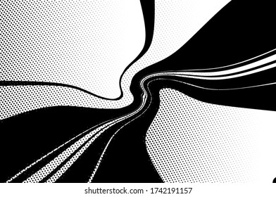 Twisted, swirling lines, stripes. Dynamic style. Digital image with a psychedelic stripes. Abstract explosion, motion lines from the middle, radiating sharp