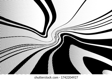 Twisted, swirling lines, stripes. Dynamic style. Digital image with a psychedelic stripes. Abstract explosion, motion lines from the middle, radiating sharp
