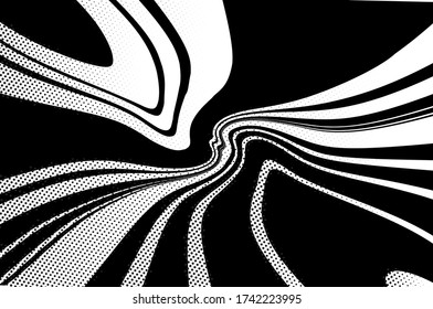 Twisted, swirling lines, stripes. Dynamic style. Digital image with a psychedelic stripes. Abstract explosion, motion lines from the middle, radiating sharp